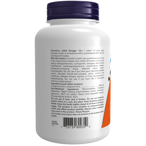 Now L-ARGININE, 120 Tablets