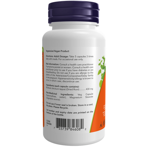 Now BURDOCK ROOT, 100 Capsules