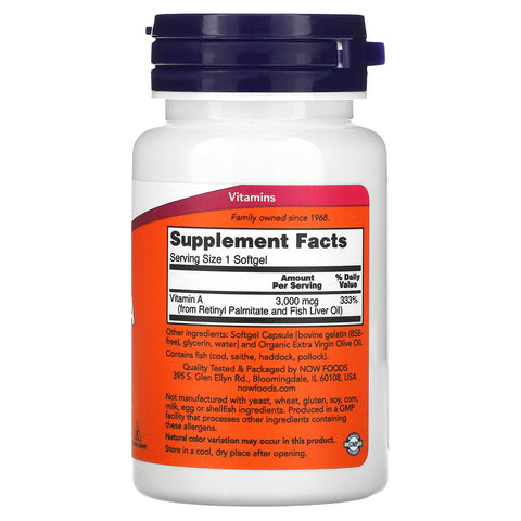 Now VITAMIN A 10,000 IU, 100 Softgels