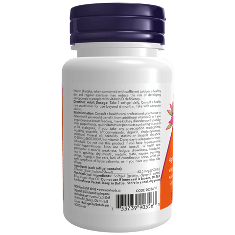 Now VITAMIN D3 2500 IU, 90 Softgels